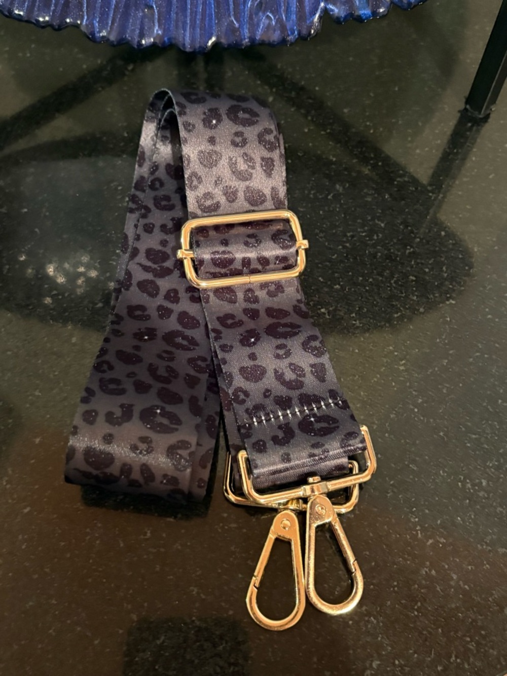 Black Leopard Print w/Stars Twinkling Bag/Purse Strap Adjustable Replacement New